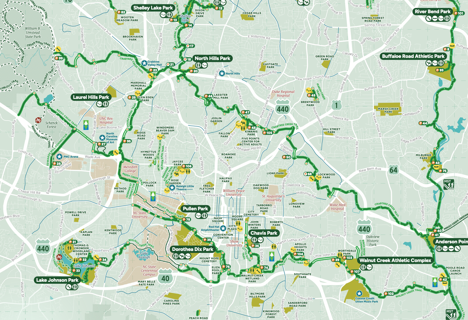 Excerpt from the Capital Area Greenway System trail map