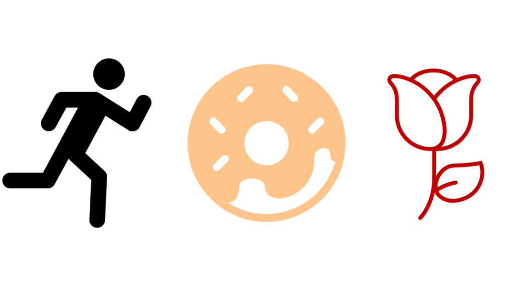 Icons: Runner, Donut, Rose