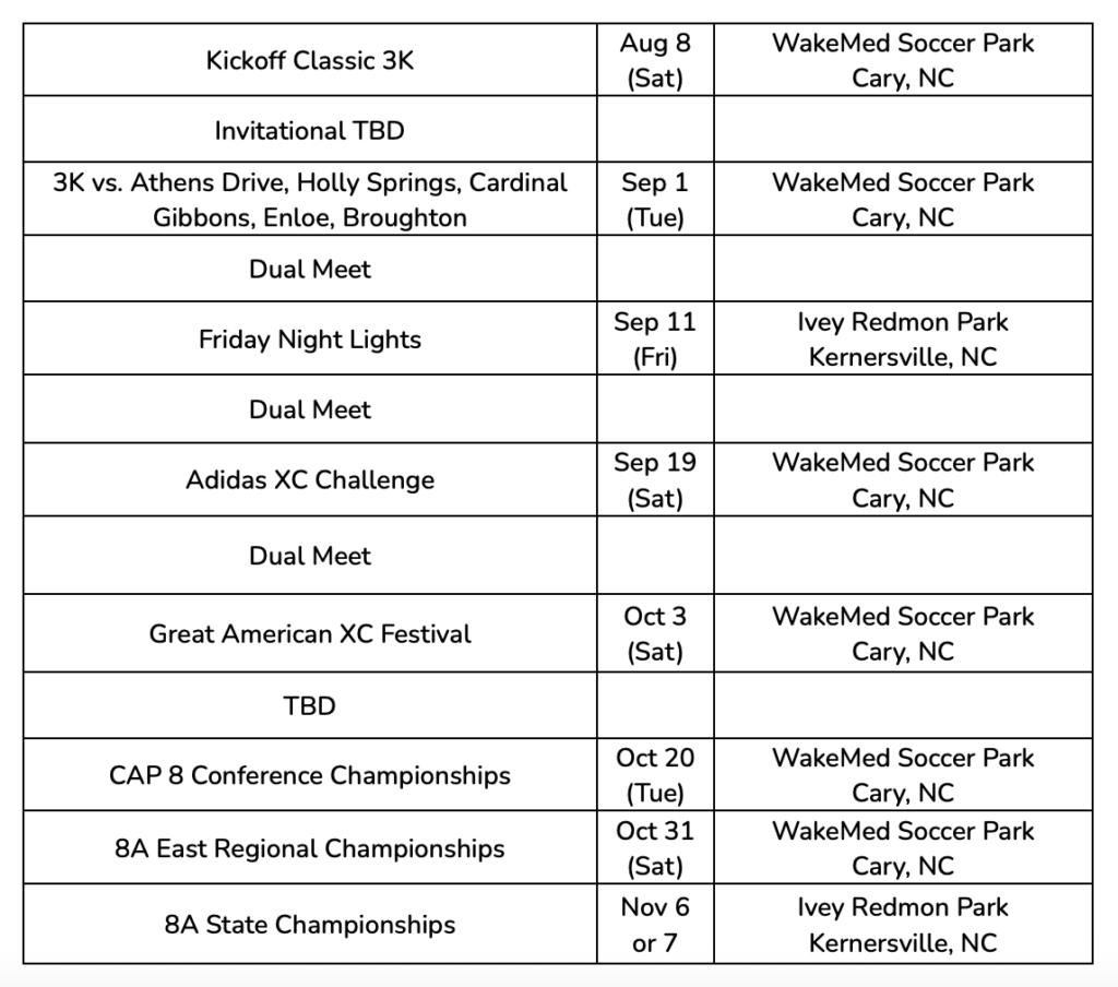 Tent Meet Schedule